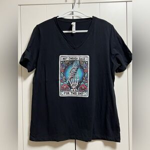 Graphic Tshirt black cotton vneck size L